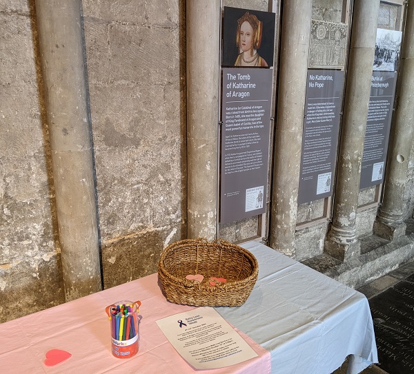 The prayer station in the Cathedral for Baby Loss Awareness Week